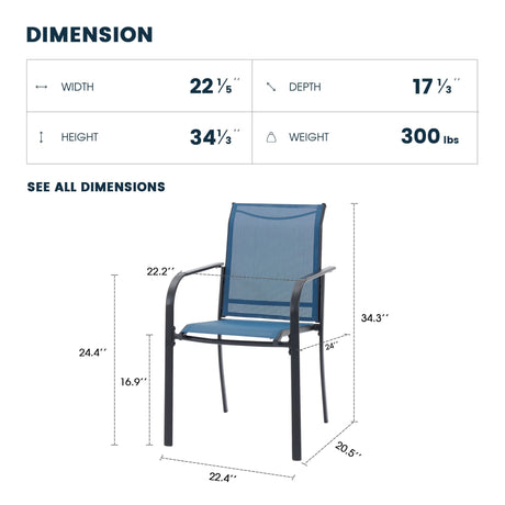 VICLLAX 7/9/11 PCS Patio Dining Table Set, Round Metal Table and Stackable Sling Chair