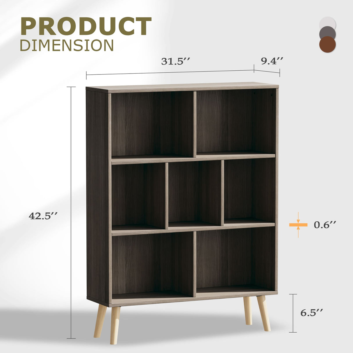 Vicllax Open Bookshelf with Legs, Storage Cube Floor Standing Display Shelf