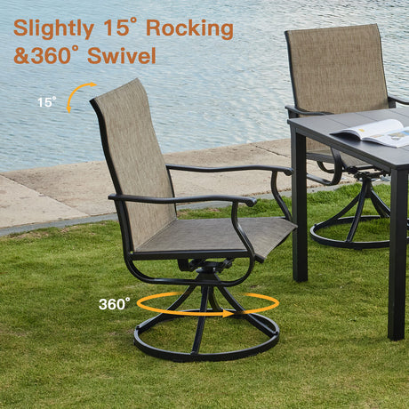 Vicllax 9 Pieces Outdoor Dining Set with 60" Round Dining Table and Premium Swivel Chairs