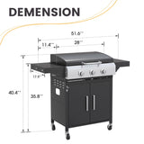 Vicllax 3 Burners Propane Gas Grill with Griddle Plate, 2 in 1 Griddle Grill with Side Burner