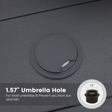 Vicllax Juego de comedor para exterior de 7 piezas con mesa redonda de metal de 48" y sillones de textileno 