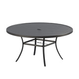 Vicllax 50” / 60" Outdoor Round Metal Dining Table with Umbrella Hole for 6,8