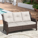 Vicllax Patio Wicker Oasis Lounge Sofa, 3-Seater Sofa