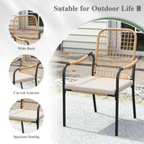 Vicllax 9-Piece Outdoor Dining Set, 53” Round Metal Table with Umbrella Hole and Solana Stackable Chair