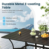 Vicllax 7 Pieces Outdoor Dining Set, Stackable Metal Chairs and Curved Dining Table