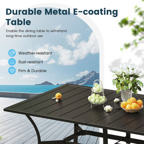 Vicllax Juego de comedor de exterior de 7 piezas con sillas con reposabrazos apilables y mesa de comedor extensible