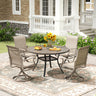 Vicllax 5/7 Pieces Outdoor Dining Set, Metal Round Dining Table and Premium Swivel Chairs