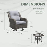 Vicllax Terrace Wide Wicker High-Back Cushioned Sofa, Outdoor Wicker Chair, Double-Seater Balcony Lounge