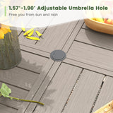 VICLLAX 5-pcs Outdoor Dining Set, 41” Round Metal Table with Umbrella Hole & 4 Swivel Textilene Chairs