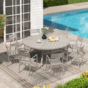 Vicllax 9 Pieces Outdoor Dining Set with 53" Round Metal Table and Armrest Chairs