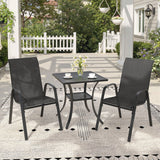 Vicllax 3-Piece Patio Bistro Set, Horizon Chairs and 27.6" Metal Square Table