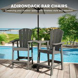 Vicllax Outdoor HDPE Adirondack Bar Chair, Patio Bar Stools with Umbrella Hole