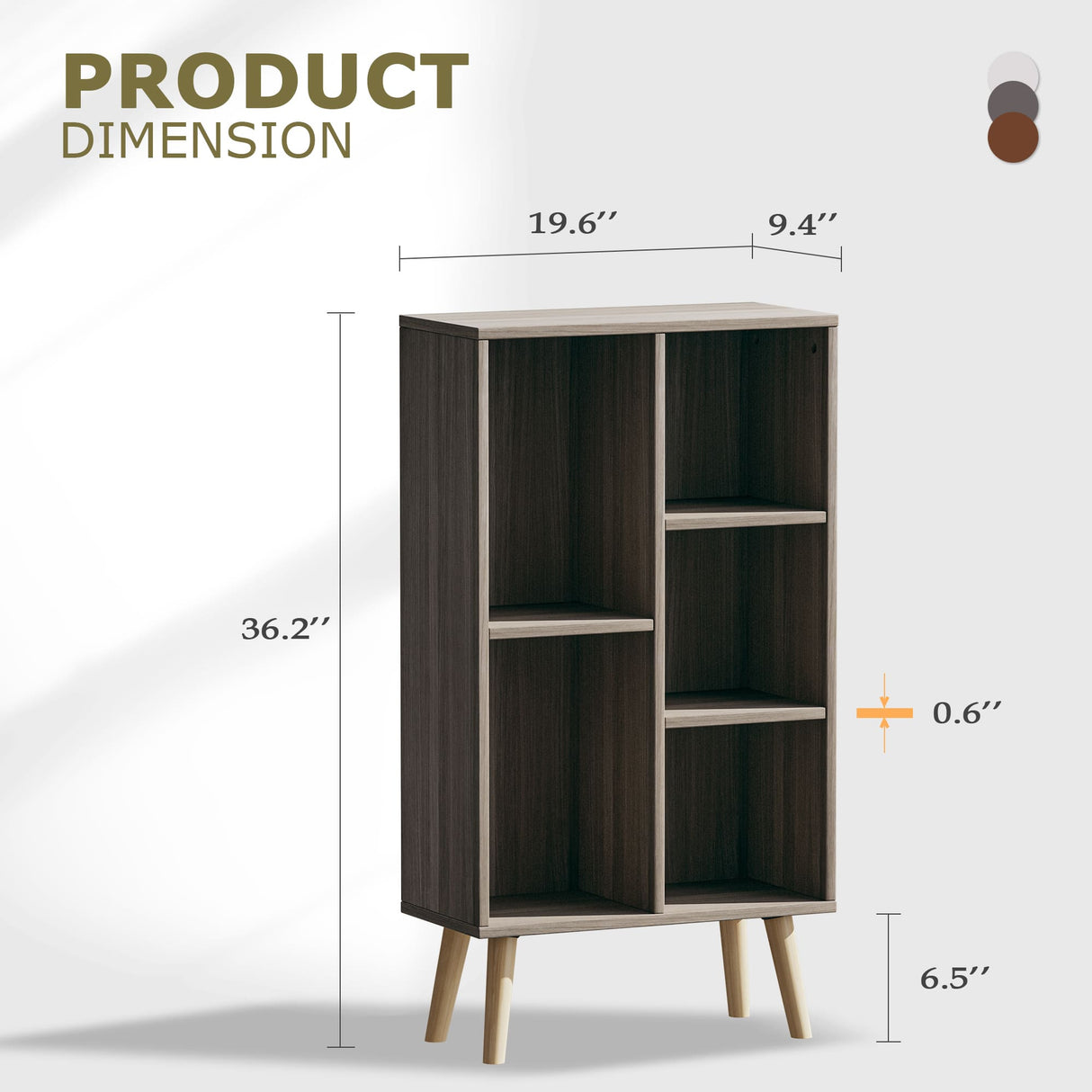 Vicllax Open Bookshelf with Legs, Storage Cube Floor Standing Display Shelf