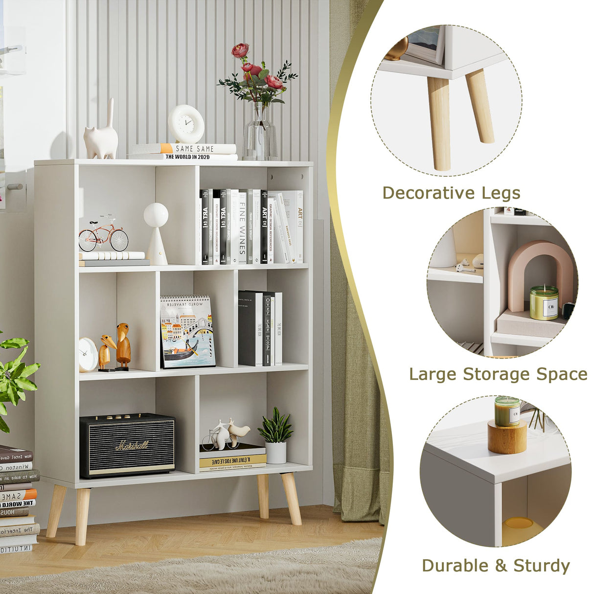 Vicllax Open Bookshelf with Legs, Storage Cube Floor Standing Display Shelf