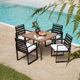 Vicllax 5 PCS Patio Dining Set, Outdoor Metal Table and Dining Chair with Cushion