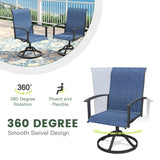 VICLLAX 5-pcs Outdoor Dining Set, 41” Round Metal Table with Umbrella Hole & 4 Swivel Textilene Chairs