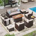 Vicllax Versatile Wicker Patio Set: 8 Pieces with Fire Table & Ottoman