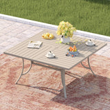 Vicllax 9 Pieces Outdoor Sandshell Dining Set with 59" Square Dining Table and Stackable Chair