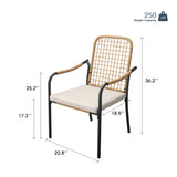 Vicllax Solana Modern Hand-Woven Rope Outdoor Dining Chair with Cushion, Set of 2