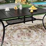 Vicllax 7 Pieces Outdoor Dining Set with Metal Rectangular Table and Premium Swivel Chair
