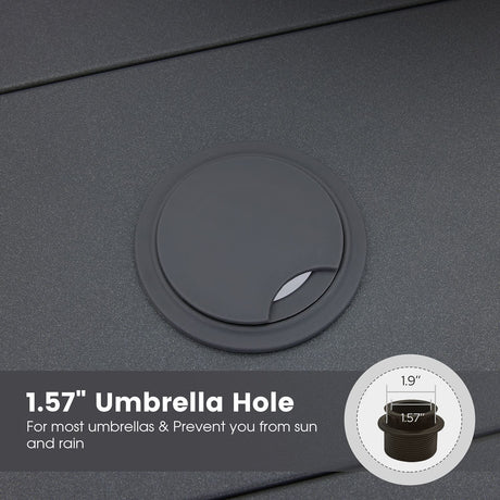 Vicllax Mesa de comedor para patio al aire libre para 4 personas, mesa cuadrada de metal con almacenamiento 