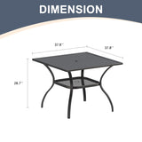 Vicllax Outdoor Patio Dining Table for 4, Metal Square Table with Storage