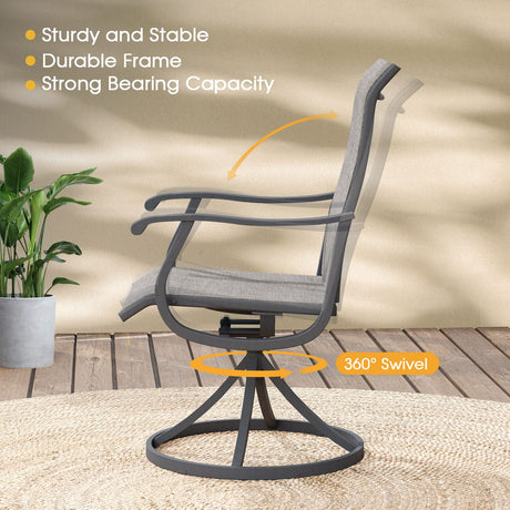 Vicllax 3-Piece Patio Bistro Set, Outdoor Swivel Chairs and 27.6" Small Metal Table With Storage Rack