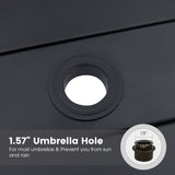 Vicllax 5 Pieces Outdoor Dining Set, 37.8" Square Metal Table and Stackable Sling Chairs