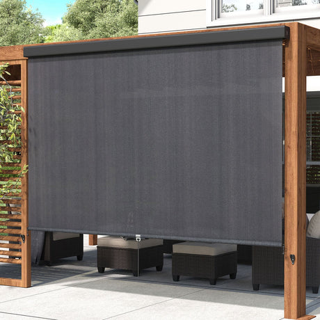Vicllax Outdoor Retractable Spring Pull Roller Shade, Patio Exterior Cordless Blinds