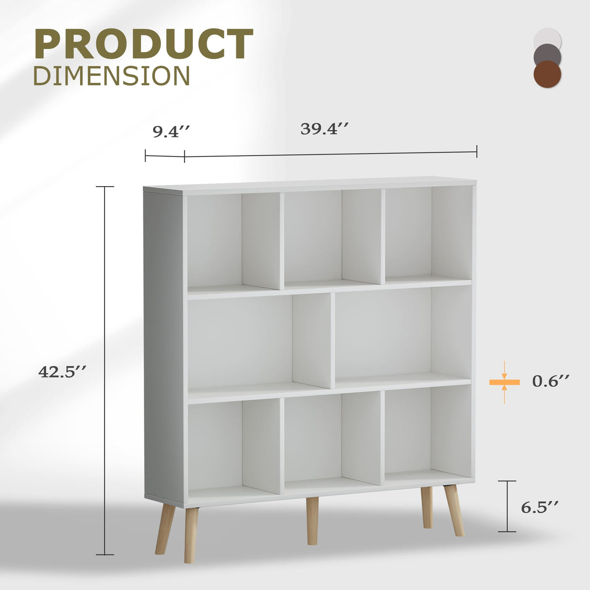 Vicllax Open Bookshelf with Legs, Storage Cube Floor Standing Display Shelf