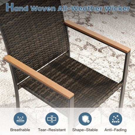 Vicllax Highlands Stackable Patio Dining Chair with Wood-Grain Accents, Set of 2