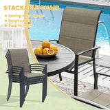 Vicllax 9 Pieces Outdoor Dining Set, Metal 70.9" Rectangular Table and Padded Stackable Sling Chair