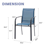 Vicllax Juego de comedor para exterior de 9 piezas con mesa redonda de metal de 54" y sillones de textileno 