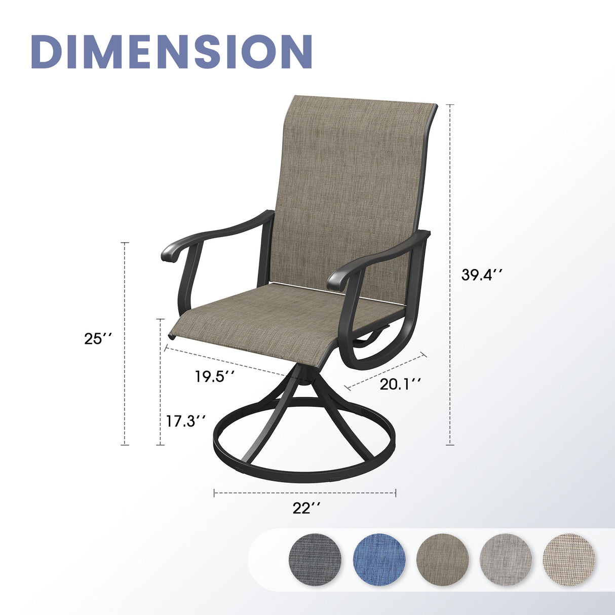 Vicllax Patio Swivel Chairs Set of 2/4/6, Outdoor 360 Degree Metal Swivel Sling Chairs