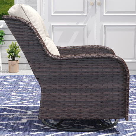 Vicllax Patio Wicker Oasis Lounge Set, 7-Piece Outdoor Sofa Set (Swivel Sofa Chair Set)