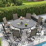 Vicllax 59.8" Patio Round Dining Table Set of 8, Metal Dining Table and Swivel Dining Chairs