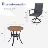 Vicllax 3 Pieces Outdoor Dining Set, 27.6" Round Bar Table and Swivel Chairs
