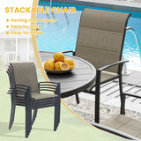 Vicllax 5 Pieces Outdoor Dining Set with Square Table and Padded Stackable Chairs