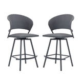 Vicllax Outdoor Swivel Wicker Padded Bar Chairs - 360-Degree