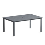 Vicllax Patio Dining Table for 4/6, Metal Dining Table with Umbrella Hole