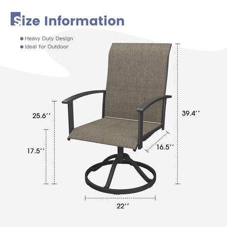 Vicllax Juego de sillas de comedor para patio de 2/4/6, silla de comedor giratoria para exteriores con respaldo alto 