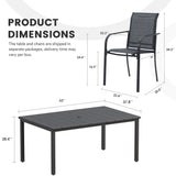 Vicllax 7 Pieces Outdoor Dining Set with Metal Rectangular Table and Stackable Sling Chair