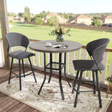 Vicllax 3/5 PCS Outdoor Swivel Bar Set, Patio Wicker Bar Chairs and Round Bar Table