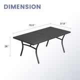 Vicllax Outdoor Metal Dining Table for 8 with Umbrella Hole, 70.9" Rectangular Dining Table