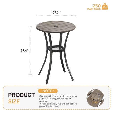 Vicllax Mesa de bar redonda para patio al aire libre de 28" con orificio para sombrilla
