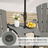 Vicllax Outdoor HDPE Adirondack Bar Chair, Patio Bar Stools with Umbrella Hole