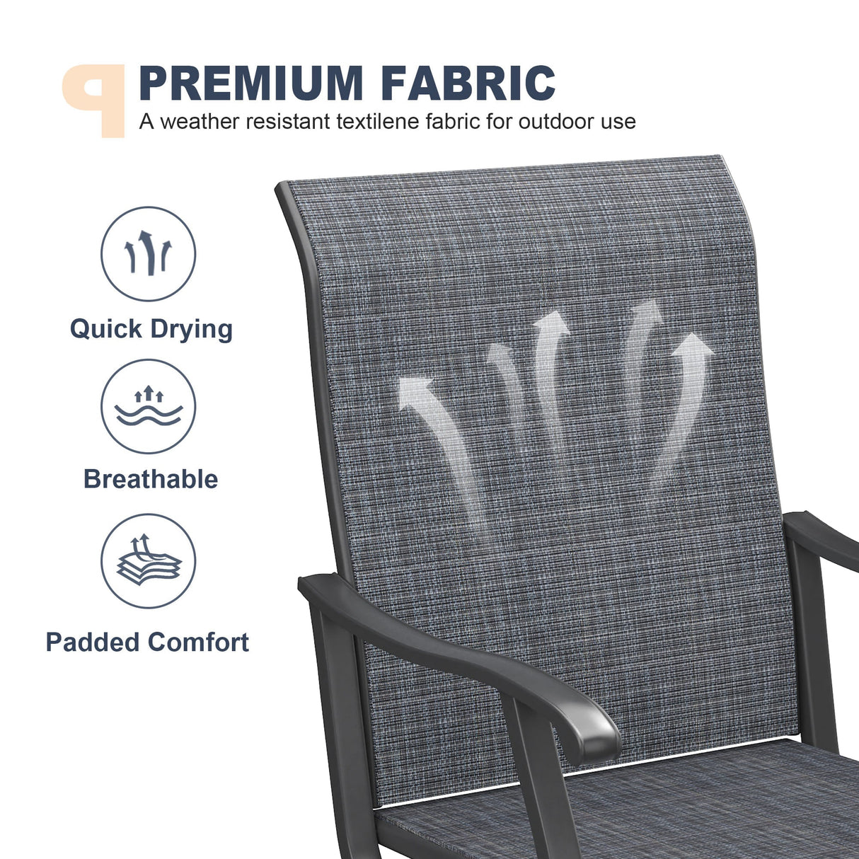 VICLLAX 5 Pieces Outdoor Dining Set, Swivel Dining Chairs and 37.8" Square Patio Table with Storage Shelf