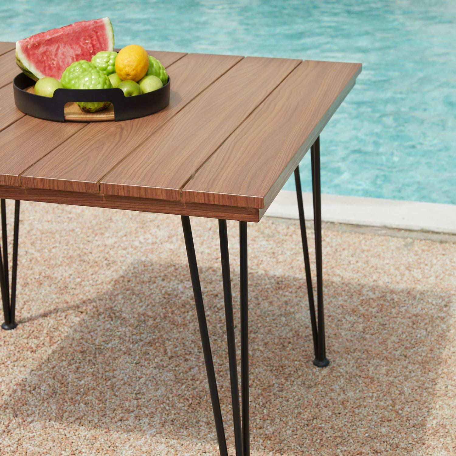 outdoor wood like metal dining table square for 4 6