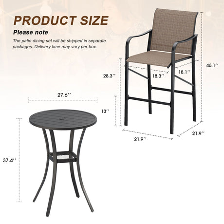 Vicllax 3/5 PCS Outdoor Bar Set, Patio High Bar Chairs and Round Bar Table