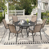 Vicllax 7 Pieces Outdoor Dining Set, 47.2"Round Table and Horizon Stackable Chair